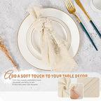 Pesonlook 60 Pcs Natural Cotton Linen Napkins with Fringe, 16x16 Inches - Image 2