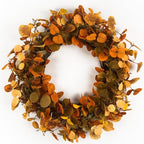 Eucalyptus Fall Wreaths for Front Door 22", Handmade Fall Leaves Wreath for Autumn, Floral Farmhouse Wreath for Wall and Outside Indoors by HomeKaren