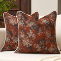 FANAMI Vintage Floral Throw Pillow Covers 20x20 Set of 2 Boho Farmhouse Accent Pillowcase Neutral Modern Chenille Square Decorative Cushion Covers for Couch Sofa Bed Living Room Home Decor, Rust by Fanami