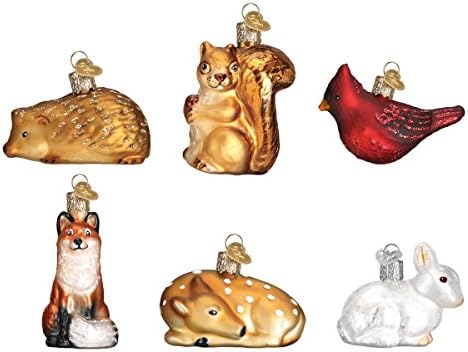 Old World Christmas Mini Woodland Animal Glass Blown Ornament for Christmas Tree, Handcrafted Holiday Decoration, Set Collection (6-Piece) by OldWorldChristmas