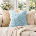 Foindtower Decorative Fuzzy Faux Fur Throw Pillow Covers 20x20 Sky Blue - Image 4