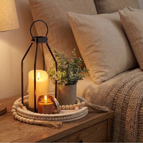 Novabright 6 Pcs Farmhouse Lantern Decor Set Candle Lanterns Simple Lines - Image 4