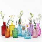 10Pcs Colored Glass Bud Vase Set,Embossed Mini Small Vintage Flower Vases by Unknown