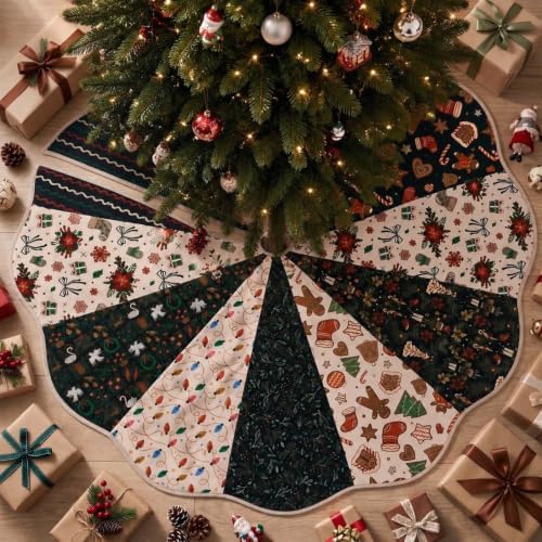 Vintage Primitive Quilted Christmas Tree Skirt,Gift,36 Inch by Vertintong