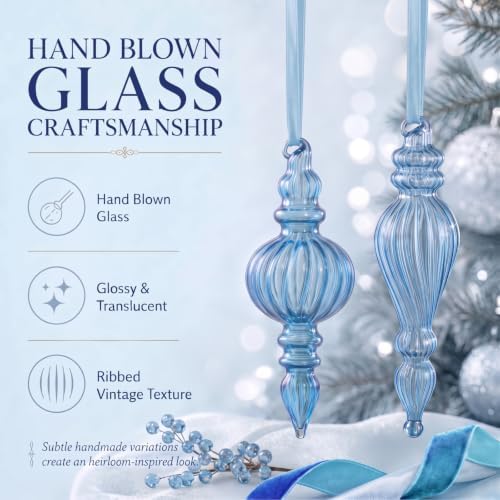 Sotiff 6Pcs Mercury Glass Christmas Ornaments Set Vintage Finial Decoration - Image 4