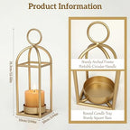 12.3" Outdoor Decorative Lanterns, Metal Candle Lanterns, Farmhouse Lantern Decor, Antique Gold Iron Lantern Candle Holders for Fireplace Mantel, Table Centerpiece,Home Decor - Image 2