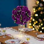 BLOSMON Flower Balls Wedding Rose Centerpieces 10 Pcs Purple Fake Flowers with Base Kissing Balls Decor Artificial Floral Arrangements Flower Bouquet of Roses Home Party Table DIY Decorations - Image 2