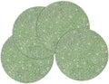 15" Green Rhinestone Round Placemats Set of 4 by Cumouna