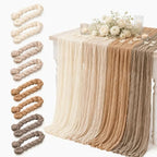 8Pcs Boho Cheesecloth Gauze Table Runners, 35 x 120 in, Neutral Wedding Set by Innersoulful