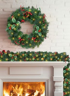 Christmas Garland with Lights, 9Ft Prelit Garland, 8 Light Modes & Timer - Image 6