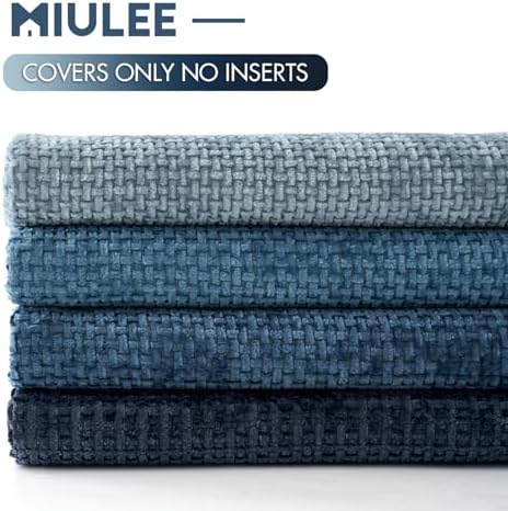 MIULEE Soft Decorative Chenille Pillow Covers Blue Series 18x18 Pack of 4 - Image 6