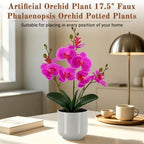 Fake Orchid-17.5”tall Artificial Indoor Plant for Home Decor-Dark Pink - Image 6