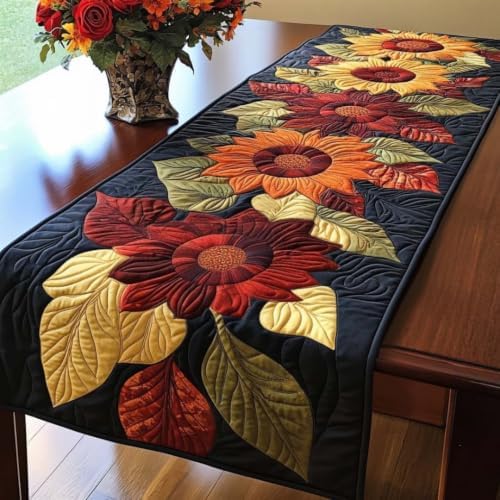 Quilted Table Runner 3D Floral Home Decor for Dining Table (H05,14x48) by SodaMeow