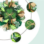 St.Patrick's Day Wreath for Front Door, 18 inch Irish St Patrick's Day Green Mesh Wreath with Clover Ribbon, Spring Wreaths for Front Door Farmhouse Wall Decor - Image 2