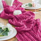 Cheesecloth Table Runner 10FT 12Pcs Fuchsia Boho Gauze Rustic Sheer Runners - Image 5