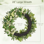 Vlorart 28 inch Eucalyptus Wreath for Front Door, UV Resistant Spring Wreath with Boxwood & Berries, Full & Realistic Greenery Wreaths Spring Decor Outdoor for Home, Farmhouse - All Seasons - Image 2