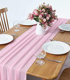 Pufogu 5 Pack 10Ft Pink Chiffon Table Runner Sheer 29x120 Inch - Image 2