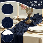 12 Pack Cheesecloth Table Runner 10Ft Christmas Gauze Boho Table Runners for Wedding Decor Bridal Shower Decorations Baby Shower Party(35" x 120")(Navy) - Image 3