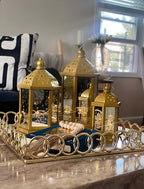 3 Piece Lantern Bundle for Ramadan Mubarak Eid Muslim - Festive Gold Lanterns Decoration for Home Celebrations, Parties, Guest Welcoming, Housewarming, Diwali Occasions - Image 2