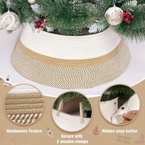 28 Inch Boho Christmas Tree Collar, Cotton Rope Christmas Tree Skirt - Image 3