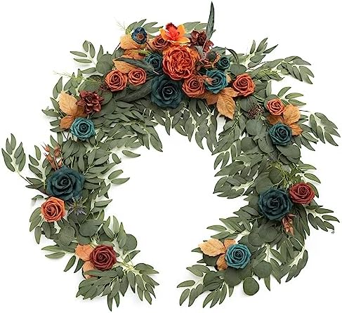 Ling's moment Teal Blue Artificial Flower Garland Fall Wedding Arch 6 FT by LingsMoment