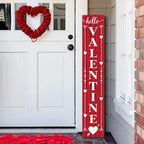 SRongmao Valentines Wooden Porch Sign Love Porch Sign Vertical Valentine's Day Porch Sign Hello Valentine Sign Rustic Tall Welcome Sign for Farmhouse Home Front Door Yard Party Decor 8x48inch - Image 2