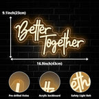 Better Together Neon Sign, Better Together Led Neon Light Signs for Wedding Bridal Shower Wall Decor Wedding Decotations for Backdrop Birthday Anniversary Party Dimmable USB Powered(16.9"*9.1") - Image 3