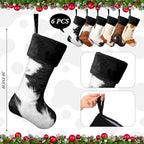 6 Pack Cow Print Christmas Stockings 20 Inch Large Plush Xmas Animal Cuff Stockings Hanging Ornaments Socks for Western Fireplace Mantel Stairway Decorations - Image 2