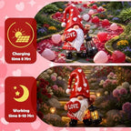 Retisee Solar Valentine's Day Garden Statue Resin Gnome Statue with Hearts LED Lights Outdoor Love Solar Light Figurine Decoration for Yard Patio Lawn Gift for Valentine's Day Anniversary - Image 4