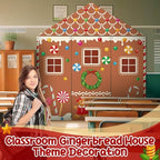 4 Pcs Christmas Gingerbread Door Decorations - Xmas Gingerbread House Backdrop Hanging Banner Porch Sign for Home Holiday Classroom Office Party Decor - Image 5