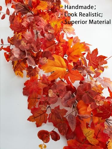 Thanksgiving Decorations - Fall Decor - Fall Garland - 9FT Autumn Maples for Autumn Decor Hanging Vine Garland for Halloween Thanksgiving Home Wedding Fireplace Party Christmas - Image 3