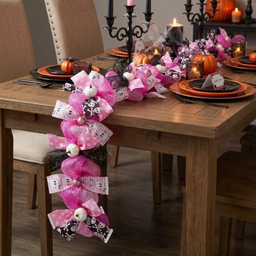 Pink Halloween Garland, Ghost Garland for Mantel, Farmhouse Halloween Decor - Image 4