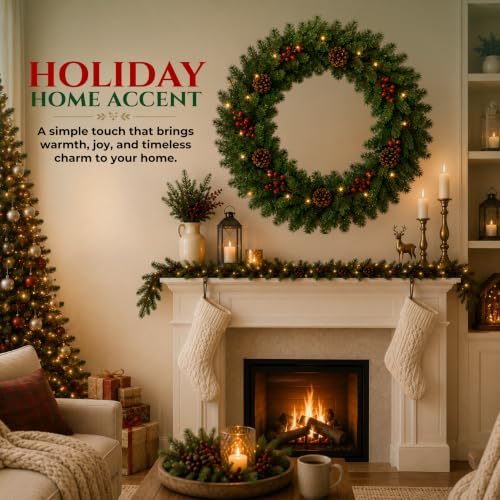 Perfect Holiday Canadian Pine Artificial Christmas Wreath-Unlit, 30" - Image 5
