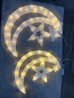 Crescent Moon and Star Light up Decor Medium or Large - Ramadan Festival Hanging Lighted Decorations for Home Decorations Eid Al-Fitr Wall Beautiful Moon Lightning (Both) - Image 3
