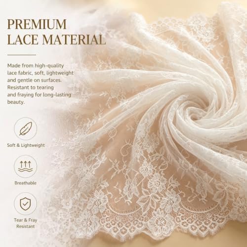 6 Pcs White Lace Table Runner 30x120 Inch Boho Lace Tablecloth - Image 3