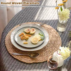 12" Round Woven Placemats Set of 12, Boho Rattan Chargers - Image 3