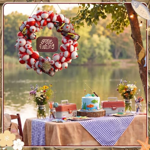 Cinnvoice Front Door Decor Wreath Sign Party Decorations Themed Wreath Ornament for Birthday Party Home Porch Window Wall Art Door Plaque(Gone Fishing) - Image 3