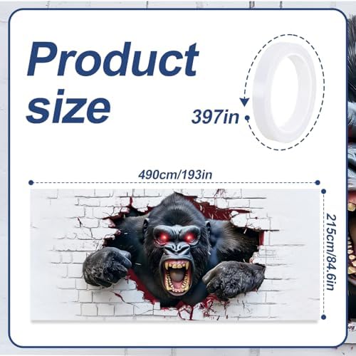 16x7ft Breaking Wall Gorilla Garage Door Banner- Smashing Brick Wall Backdrop, Large Hanging 2 cars Garage Decorations - for Halloween & Birthday Party Funny Novelty Background Sign, Man Cave Decor - Image 2