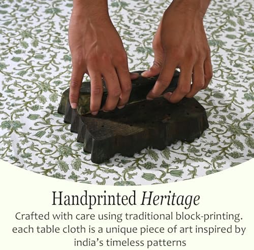 CPC Meadow Vine Tablecloth 100% Cotton 72x160 Inch Indian Block Print Rectangle Table Cover, Table Cloth for Gifting in Weddings, Halloween, Fall, Christmas, Thanksgiving - Image 5