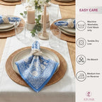 ATOSII Azora Blue 100% Cotton Fall Cloth Designer Dinner Napkins, Handblock Print, Washable Durable Linen for Everyday Use Wedding Parties Outdoors Christmas Thanksgiving I 20 X 20 Inches I Set of 4 - Image 6