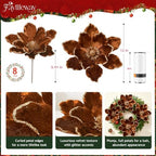 8PCS Large Christmas Magnolia Flowers for Christmas Tree Wreath - Image 2