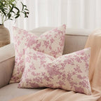 2 Pack French Floral Throw Pillow Covers 24x24in, Pink/Cream - Image 4