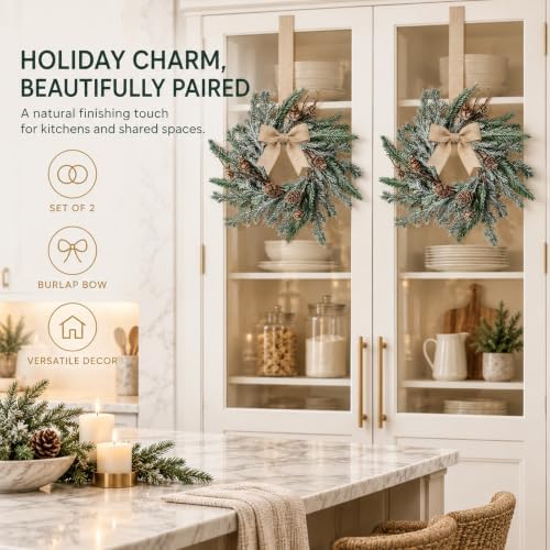 6 PCS Mini Christmas Wreaths for Kitchen Cabinet Front Door with Bow - Image 7