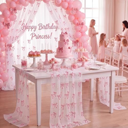 8 Pcs Pink Bow Table Runners 29 x 70 in Pink Bow Tablecloth - Image 6