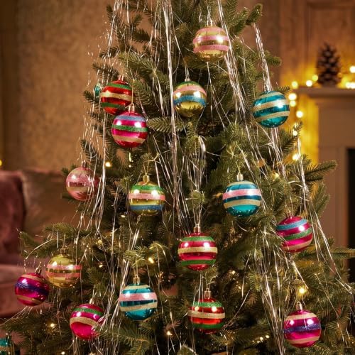 Soulchen Vintage Christmas Tree Ornaments Set, 2.4'' Retro Striped Ball - Image 4