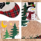 LUBOT 6 Pack Christmas Stockings Set of 6 Large Family Xmas Stocking Embroidered 20" Plush Plaid Matching Rustic Farmhouse Country Fireplace Hanging Holiday Decor - Image 4