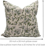 Decorative Pillow Cover French Country Pillow Cover Cottage Decor Floral Block Print, Farmhouse Decorative Cushion Cover, Striped Pillow Cover Line and Loop (Powder Blue-Spring Green) - Image 6