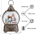 Christmas Village Snow Globe Lighted Flying Santa Scene, Musical Snow Water Lantern Swirling Glittering Home Decoration and Gift, Battery Operated or USB Powered - Image 2