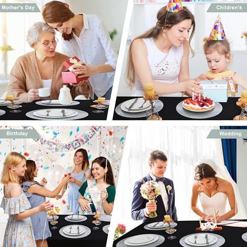 Snowkingdom Silver Round Placemats Set of 8, 15 Inch Metallic Vinyl Round Place Mats, Easy Clean Non Slip Heat Resistant Washable PVC Hollow Dining Table Mats for Wedding Party Christmas Decoration - Image 5