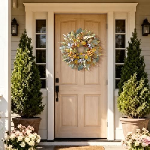 WANNA-CUL 22 Inch Eucalyptus Fall Front Door Wreath Harvest Farmhouse Decor - Image 5